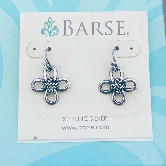 Barse Jewelry Sterling Silver Loop Cross Earrings - Picture 1 of 2